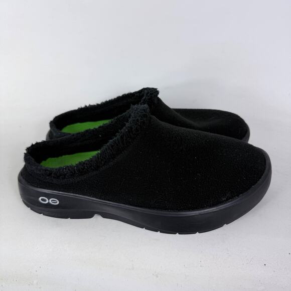 OOFOS OOcoozie Mule Men\'s 11 Black Vegan Sherpa Slip-On Casual Recovery Slippers main image 5